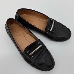 RALPH LAUREN Black Leather Caliana Loafer